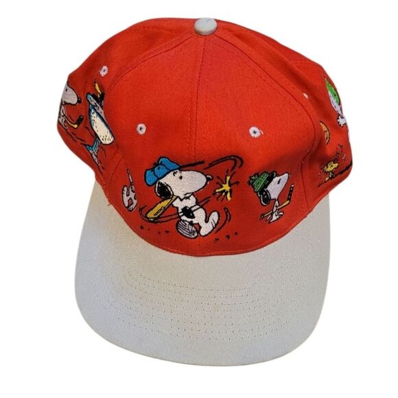 Vintage Head Start Peanuts Red Embroidered Snoopy Sports Baseball Hat OS - Picture 2 of 6